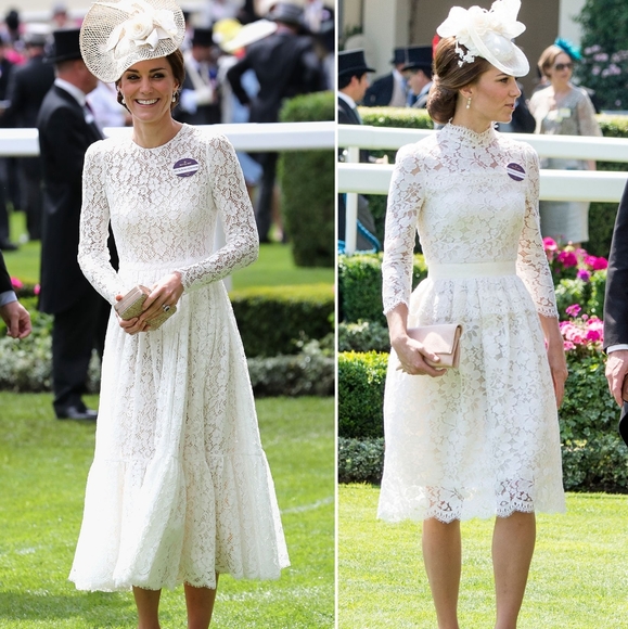 Elegant White Lace Midi Dress - Picture 2 of 12